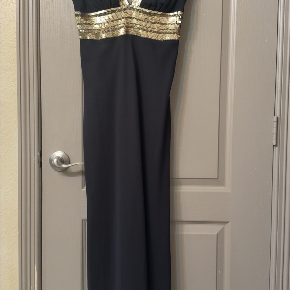 Night Way Collections Strapless Black and Gold Dress